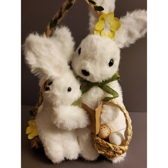 Mom & Baby Bunny on a Log Swing by Ashland - Picture 2 of 4